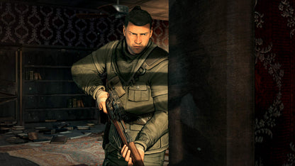 Nintendo Switch game Sniper Elite V2 Remastered by Fireshine Games, showing the game cover with sniper rifle and soldier artwork.