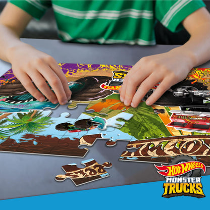 Lisciani - HOT WHEELS Monster Truck Puzzle - 60 Pieces - For Kids from 4 Years - 35x50cm - Puzzle of Monster Trucks with Daring Stunts - Action and Speed - Stimulates Thinking and Agility