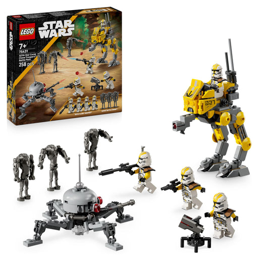LEGO Star Wars 75431 327th Star Corps Clone Troopers Battle Pack - Collectible Toy incl. 4 Minifigures, 3 Battle Droid Figures & an AT-RT - Gift for 7+ Year Old Boys & Revenge of the Sith Fans