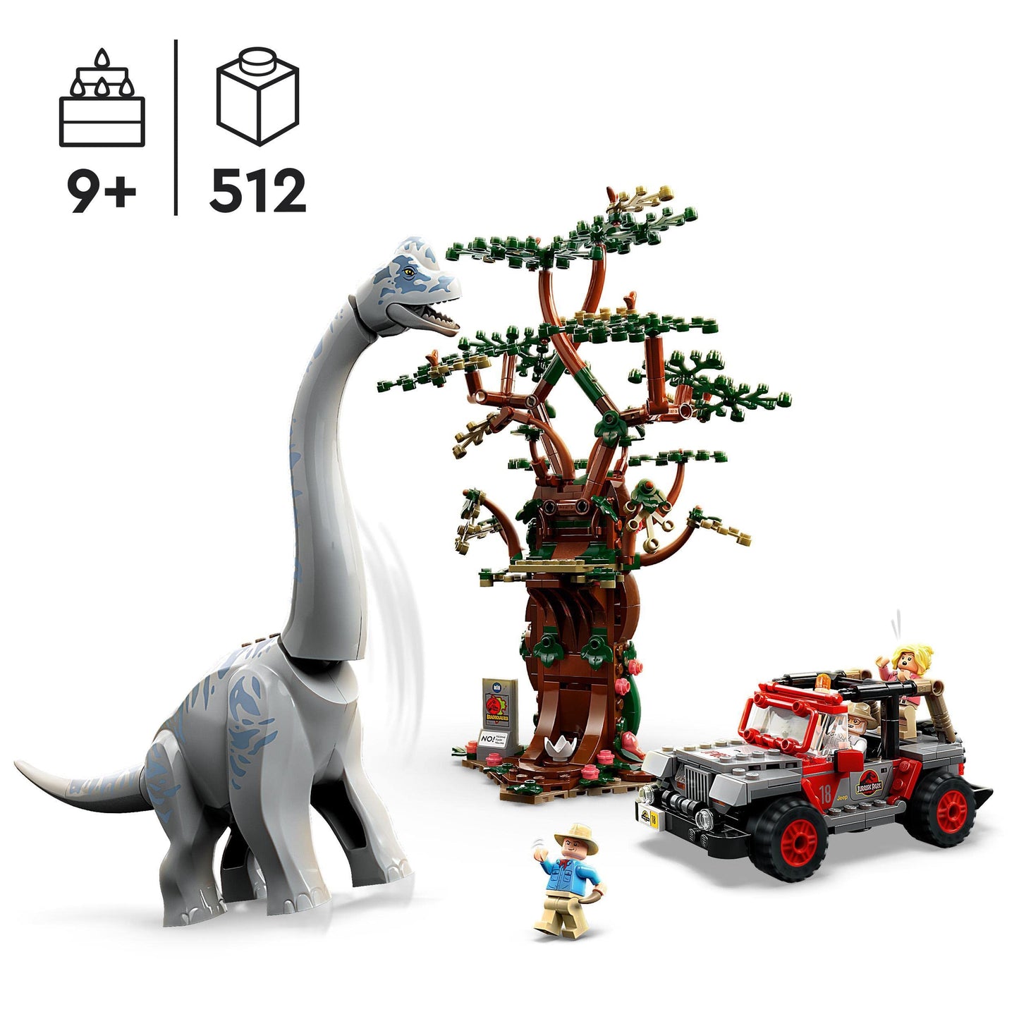 LEGO 76960 Jurassic Park Brachiosaurus Discovery Dinosaur Toy Set with Large Dino Figure, Tree and Buildable Jeep Wrangler Car, Gift for Boys, Girls, Kids, 30th Anniversary Collection