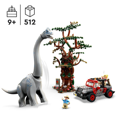 LEGO 76960 Jurassic Park Brachiosaurus Discovery Dinosaur Toy Set with Large Dino Figure, Tree and Buildable Jeep Wrangler Car, Gift for Boys, Girls, Kids, 30th Anniversary Collection