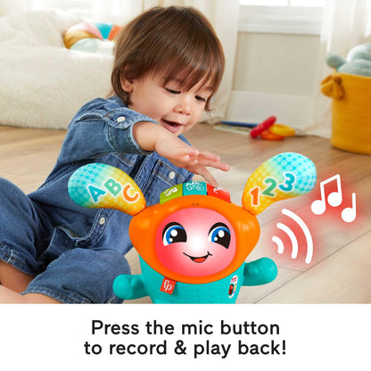 Fisher-Price DJ Bouncin’ Beats baby musical learning toy with colorful buttons and bouncing feature for early musical development.