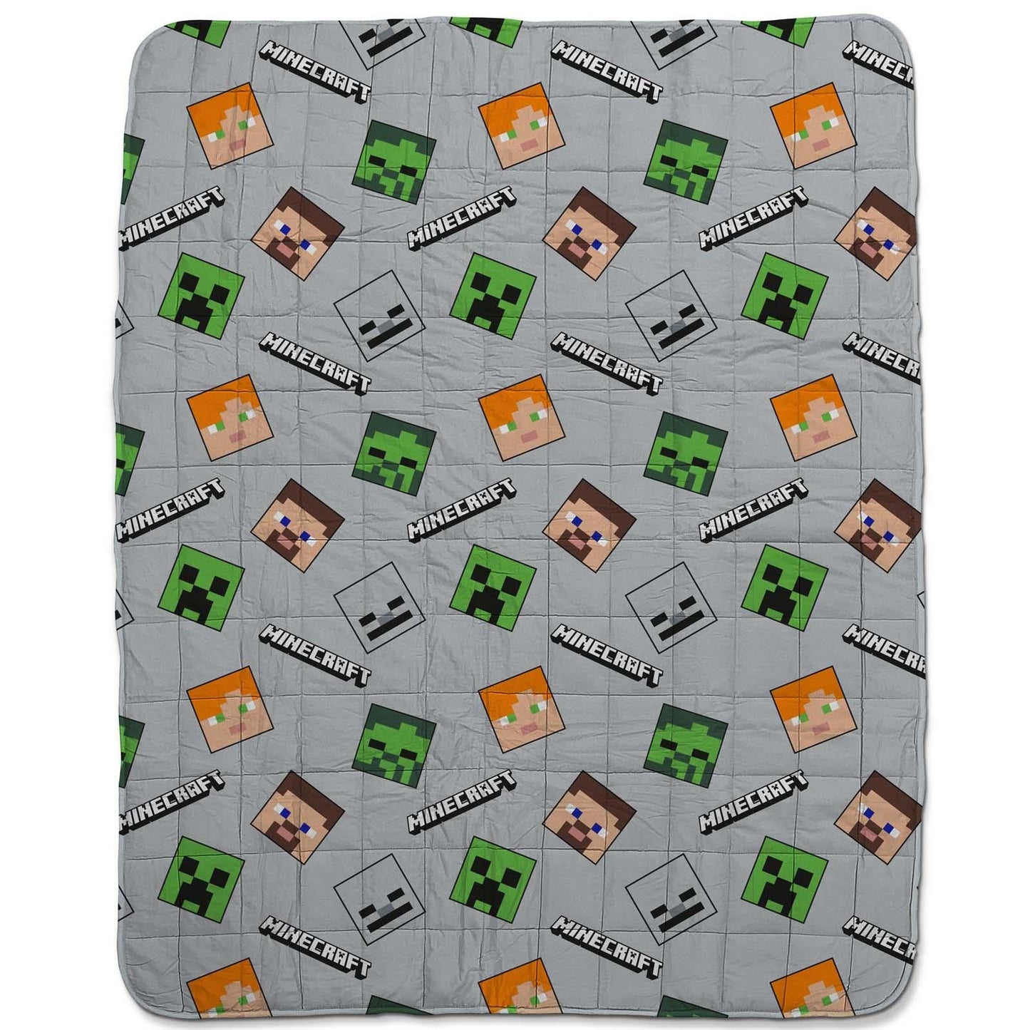 OHS Minecraft Blanket Weighted for Adults 3kg, Microfibre Reversible Calming Blanket Sleep Therapy Anxiety Relief Minecraft Gifts Heavy Blankets, Grey - 150 x 100cm