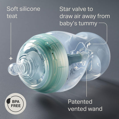 Tommee Tippee Advanced Anti-Colic Baby Bottles for 0m+, Pack of 6 260ml Baby Bottles, with Slow Flow Breast-Like Teat for a Natural Latch, Self-Sterilising and BPA Free, Baby Feeding Essentials