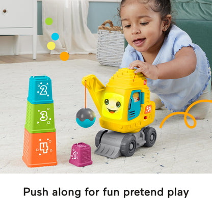 Fisher-Price Baby & Toddler Count & Stack Crane with colorful blocks, lights, music, and sounds for infants 9 months and up.