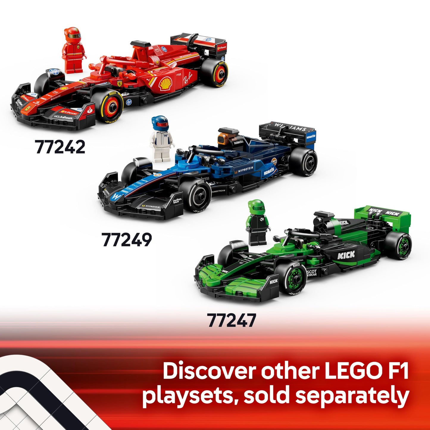 LEGO Speed Champions Aston Martin F1 AMR24 race car toy with a collectible Formula 1 driver minifigure. Model kit for ages 10+.