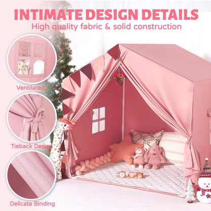 Pink kids play tent with window, indoor toddler playhouse by Wilwolfer, perfect for children’s indoor and outdoor play.