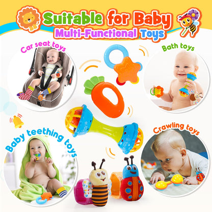 Wootoyz Baby Toys for 0 3 6 9 12 Months Babies,Infant Toys for 0-12 Months Newborn Toys Baby Rattle Sensory Toys for Babies 6-18 Months Wrist Socks with Box Set 0-6 Months Baby Gift Baby Rattle Socks