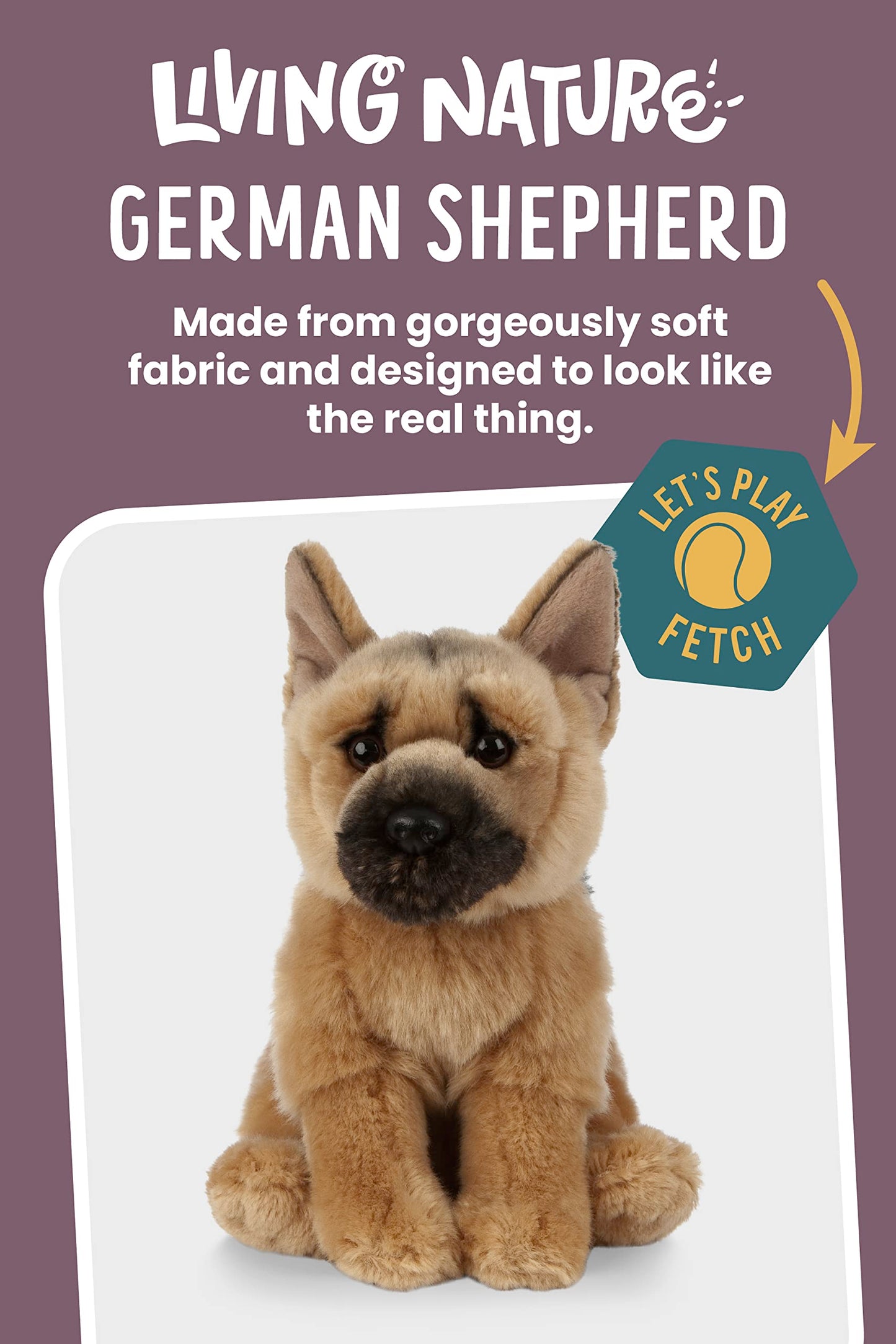 Living Nature German Shepherd Soft Toy | Fluffy Dog Animal | Soft Toy Gift for Kids | 21 cm