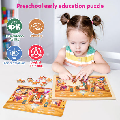 SYNARRY Wooden Princess Jigsaw Puzzles for Kids 3 4 5 6 7 8 Year Olds, 6×60 Piece Children Puzzles 4-8, Educational Toys Gifts for Toddler Children Girls Boys