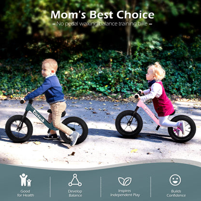 Hello-5ive 12" Balance Bike for 2, 3, 4, 5 Year Old Boys and Girls, Lightweight Nylon Frame Toddler Training Bike No Pedal Bikes for Kids with Adjustable Seat and Air Tires (Green)