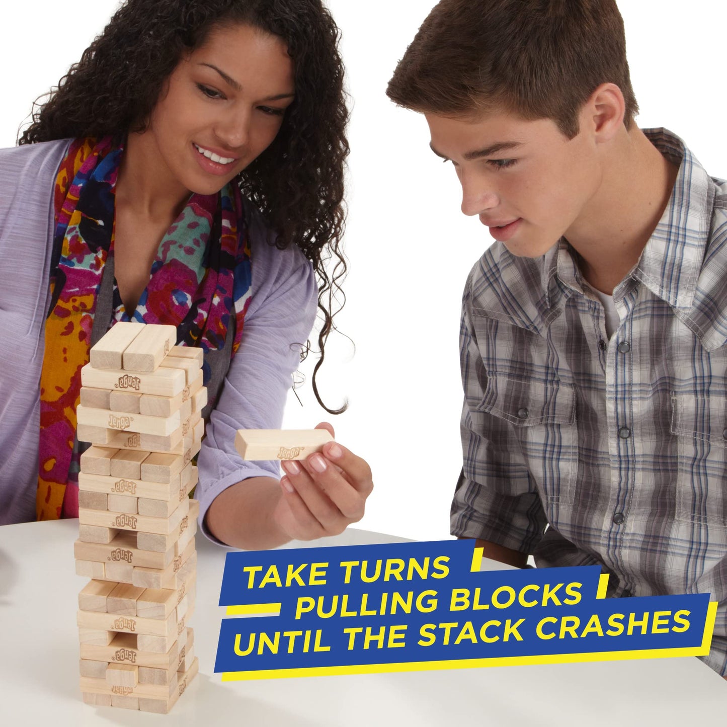 Hasbro Gaming Jenga Family Board Game, Original Wood Block Stacking Game, Quick to Learn Party Game for Kids & Adults, 1+ Players, Ages 6+, Secret Santa Gift