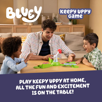 Bluey Keepy Uppy Game Help, Bingo, and Chilli Keep the Motorized Balloon in the Air With the Character Paddles For 2-3 players Ages 4+