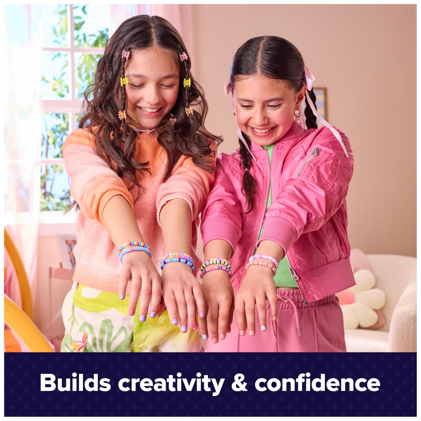 Cool MAKER Stack’d Heishi Studio Bracelet Making Kit with colorful beads, beading pen, and supplies for kids ages 7 and up.