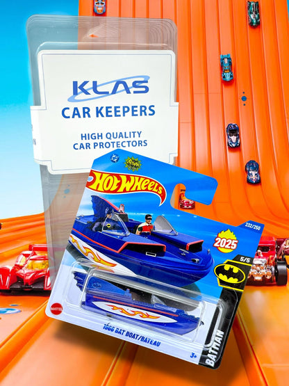 Hot Wheels 1966 Bat Boat (Blue, White, Red & Yellow) 5/5 Batman - 2025-232/250 (Short Card) - includes a KLAS Car Keeper Protector Case - HYW57