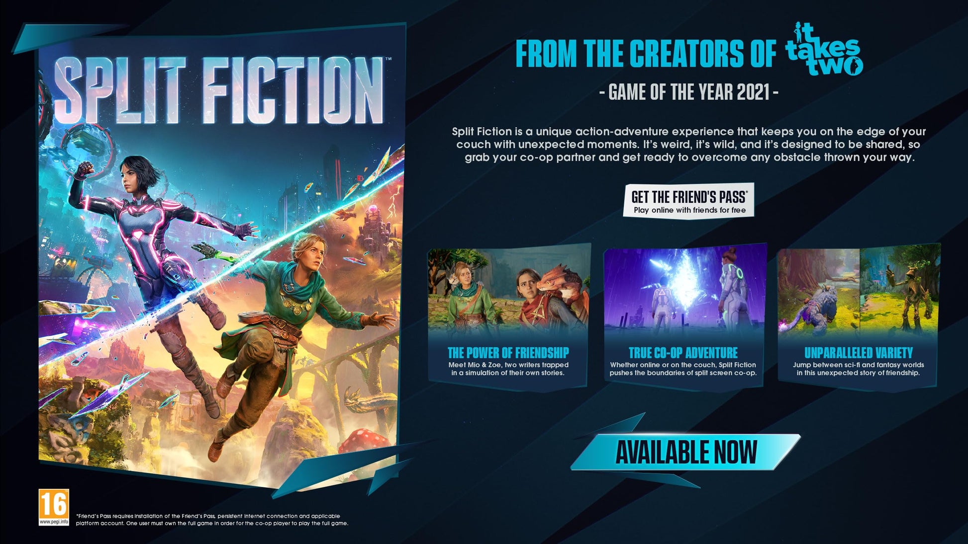 Split Fiction Xbox Series X video game by Electronic Arts, showing the game case with cover art and Xbox branding.