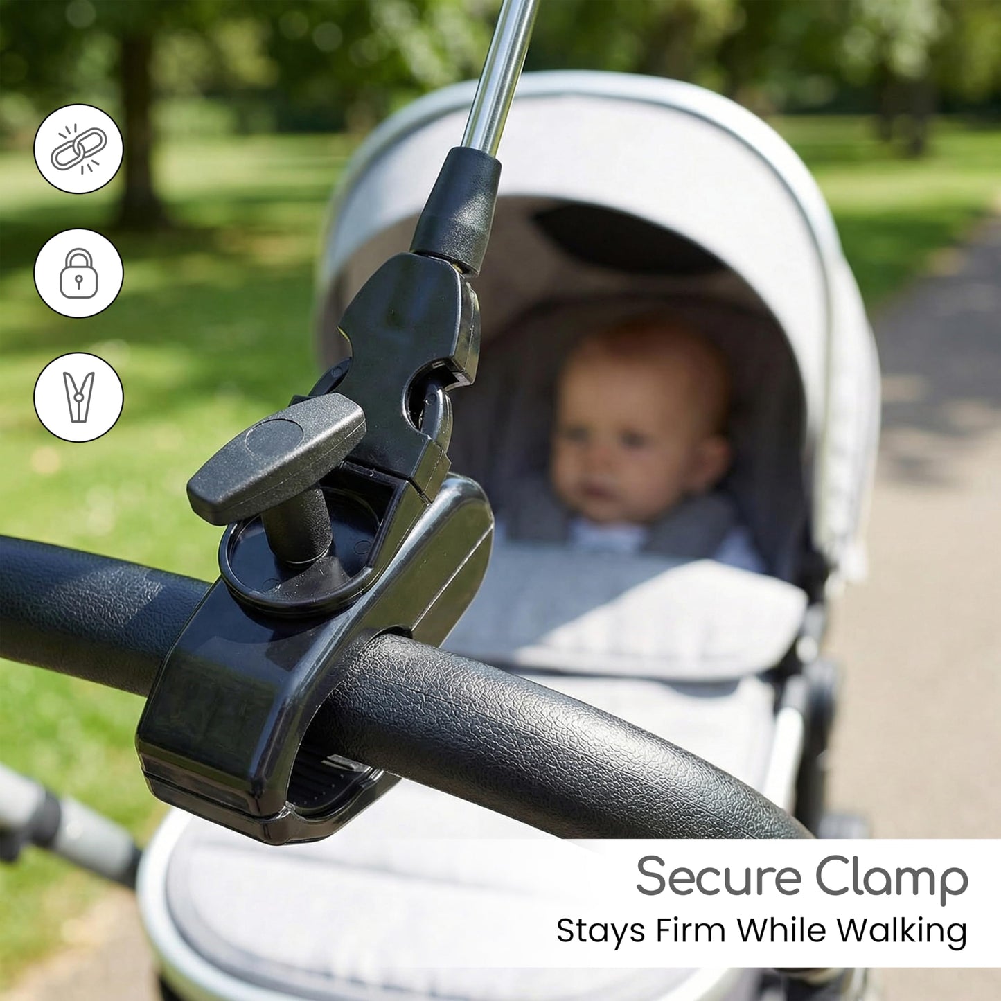 Black Cuddles Collection baby parasol umbrella with UV protection, suitable for pram, stroller, pushchair, and buggy.
