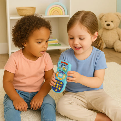 Bluey Interactive Tablet & Remote Control Toy Set – Pretend Play Phone & Learning Tablet for Toddlers – Musical Sound Buttons, Sliding Fun Features (Bluey's Remote Control)