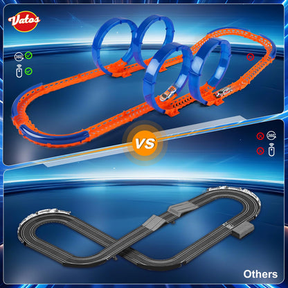 DIY Dual RC Slot Cars Track, VATOS Race Car Track Set for Kids 3-7, 360° Loop High Speed Competitive Tracks Toy with 2pcs Race cars, Christmas Birthday Gift for Boys Girls 3 4 5 6 7 8 9 Years Old