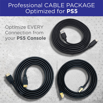 BrightOn PS5 HDMI 2.1 8K/4K high-speed gold-plated CAT 7 cable with USB A to USB C for fast charging and high-definition gaming.