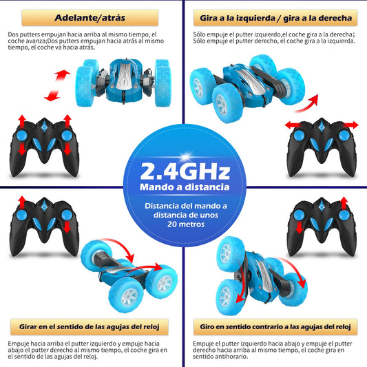 Rodzon Remote Control Cars for Kids Toys 6+ Years Old Boys,Stunt Cars Wheel Lights Rc Car,Christmas Birthday Gift Boy Girls Age 6+ Years (Blue)