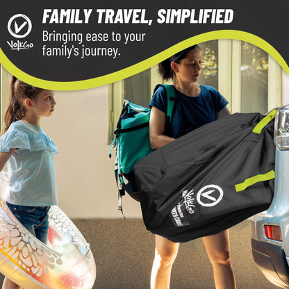 V VOLKGO Stroller Bag for Airplane Travel, Large Gate Check Double Stroller Pram Travel Bag, Pushchair Transport Cover with Shoulder Strap, Large Capacity Infant Carriers - Fits Most Sizes (Black)