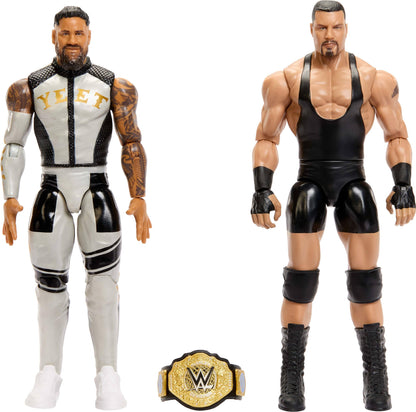 Mattel WWE Main Event Showdown Action Figures 2-Pack with Accessory, Series #25 Bron Breakker vs Jey Uso Collectible Set, 6-inch, JHJ57