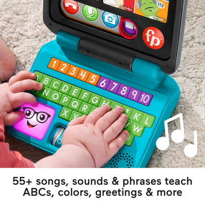 Fisher-Price Laugh & Learn Let's Connect Laptop for infants, electronic toy with colorful buttons and learning content, UK edition