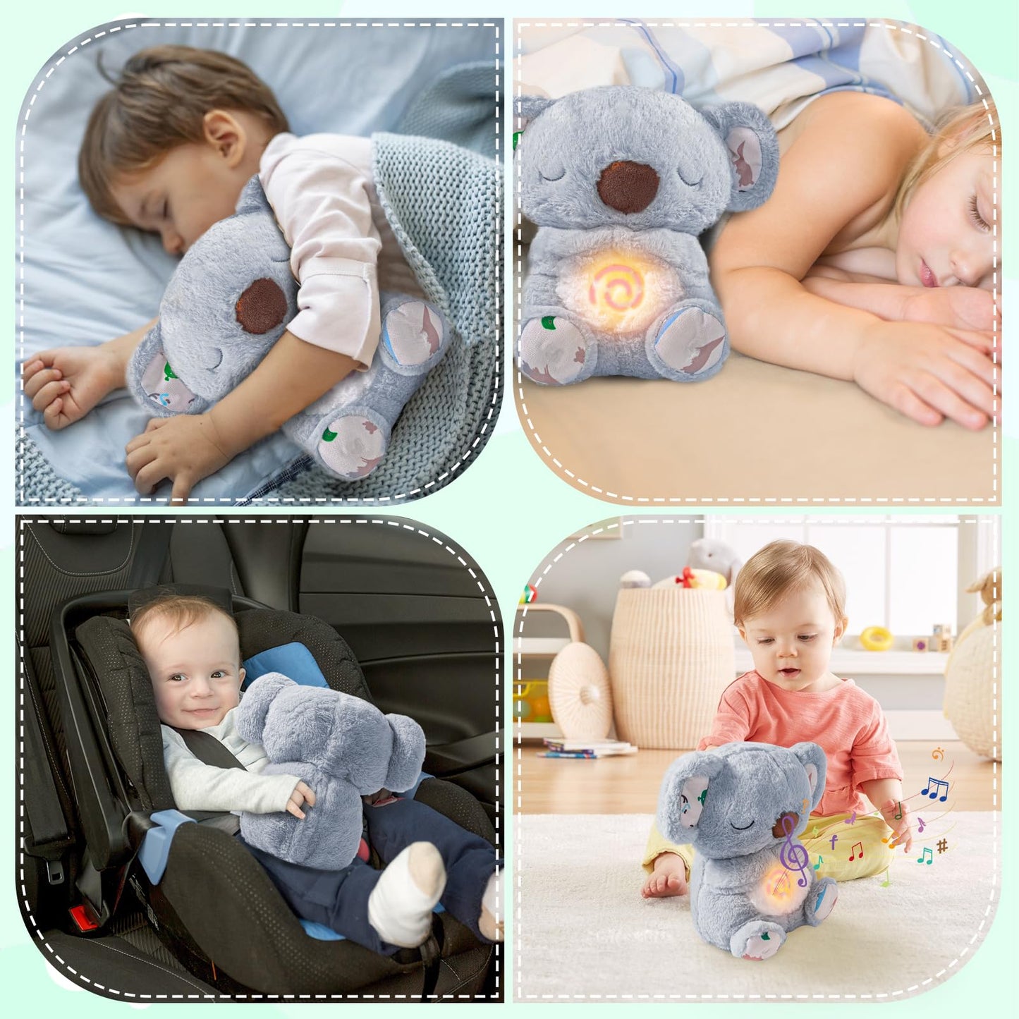EGSHUFU Anxiety Relief Koala Soothing Breathing Otter,Evora Anxiety Relief Koala,Calming Otter Plush Rest Calming Sleep with Music Light Rhythmic Breathing Motion for Kids Sleeping (Gray)