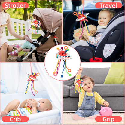 HCSSZ Montessori Toys,Silicone Travel Sensory Toys for Toddlers,Food Grade Pull String Activity Toy for Baby Girls Boys Educational Fine Motor Skills,Birthday Gift