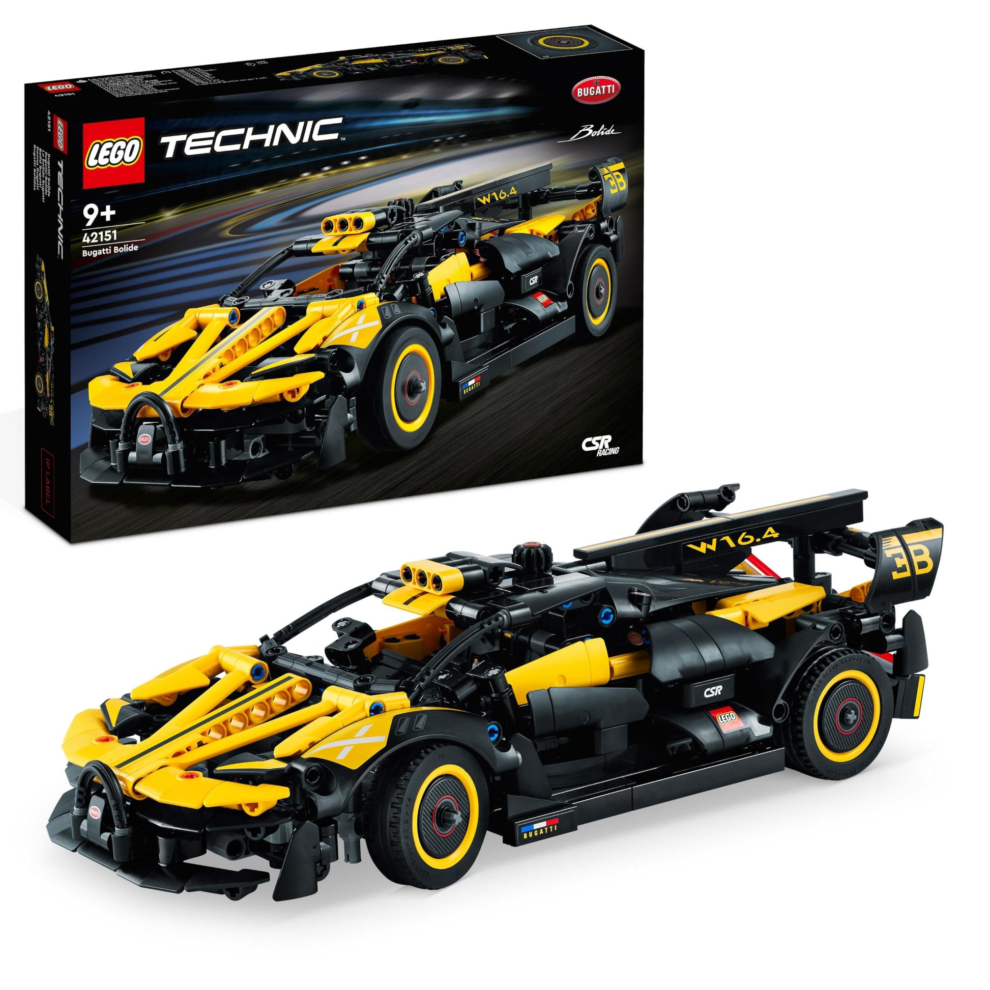 LEGO Technic Bugatti Bolide racing car model building set with detailed engineering design and collectible features.