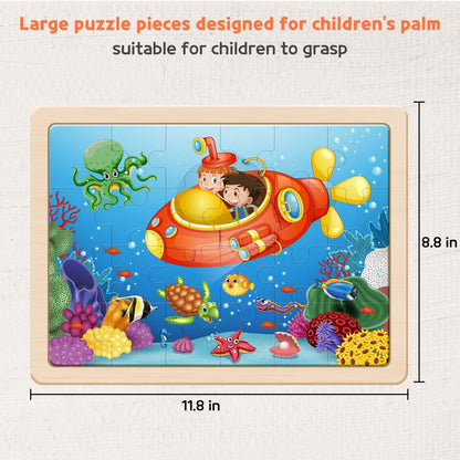 SYNARRY Wooden Animal Jigsaw Puzzles for Kids 3 4 5 Year Olds - 4 Packs 24 Piece Children’s Jigsaw Puzzles Age 3 4 5 6 Boys Girls