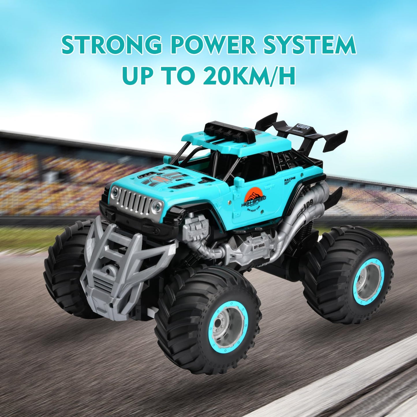 iBlivers Remote Control Monster Truck, 2.4GHz All Terrain RC Cars, Remote Control Monster Car with 2 Batteries, Spray RC Truck for Boys 4-7 8-12 and Girls
