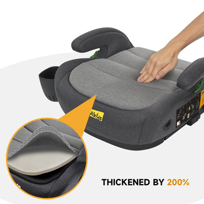Jovikids I-Size Booster Seat with ISOFIX, Suitable for Child Height 125-150cm, Portable Car Seats with Cup Holder for Kids, Comfortable & Compact for Everyday Use, Great for Travel, ECE R129 (Grey)