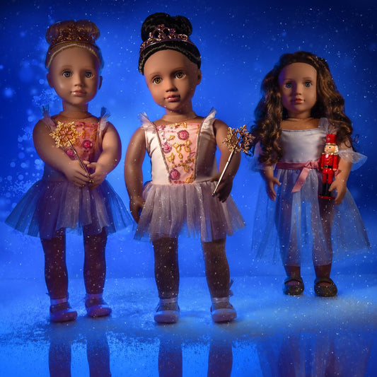 18-inch Our Generation Sugar Plum Fairy doll with blue eyes, long blonde hair, pink ballet dress, tiara, and wand accessories.