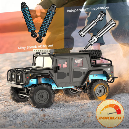 SIMREX 1:12 Scale All-Terrain Remote Control Car, 4WD RC Cars with 2.4 GHz, RC Climbing Truck, IPX4 Waterproof Off-Road Vehicle with Two Rechargeable Batteries, for Kids Teens Adults