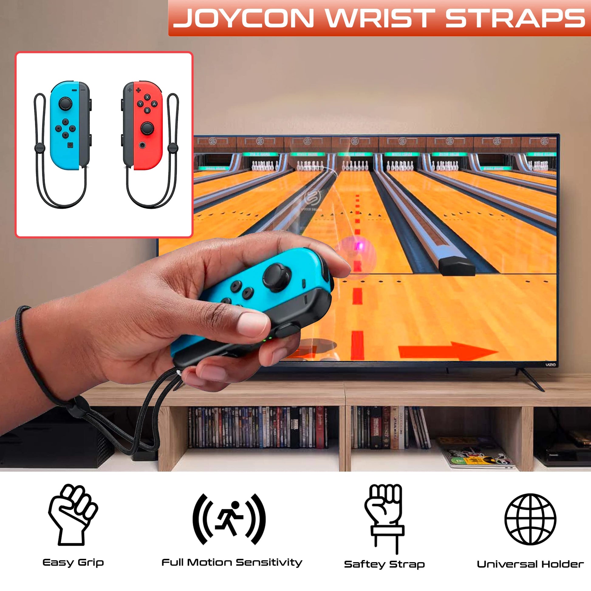 Orzly Switch Sports Games 2024 accessories bundle with tennis rackets, golf clubs, chambara swords, soccer straps, Joycon grips, and carry bag