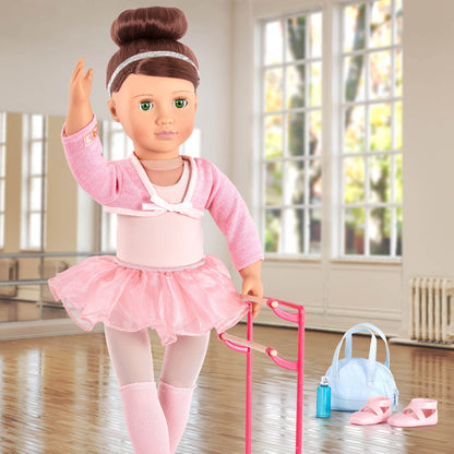 Our Generation Dancing Feet ballet accessory set for 46cm dolls, featuring shoes, tutus, and dance props.
