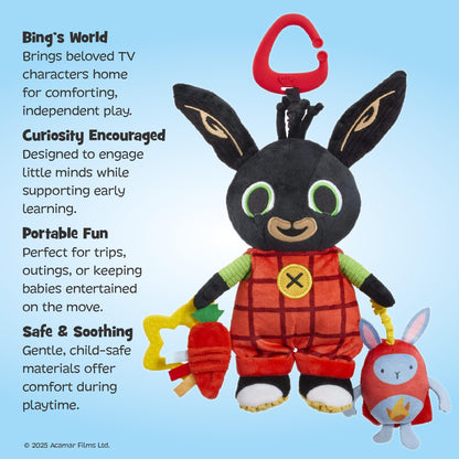 Rainbow Designs Bing's Favourite Things Activity Toy - Soft Sensory Baby Toys with Crinkly Fabrics, Teething Textures & Clip for Infants & Toddlers Developmental Play