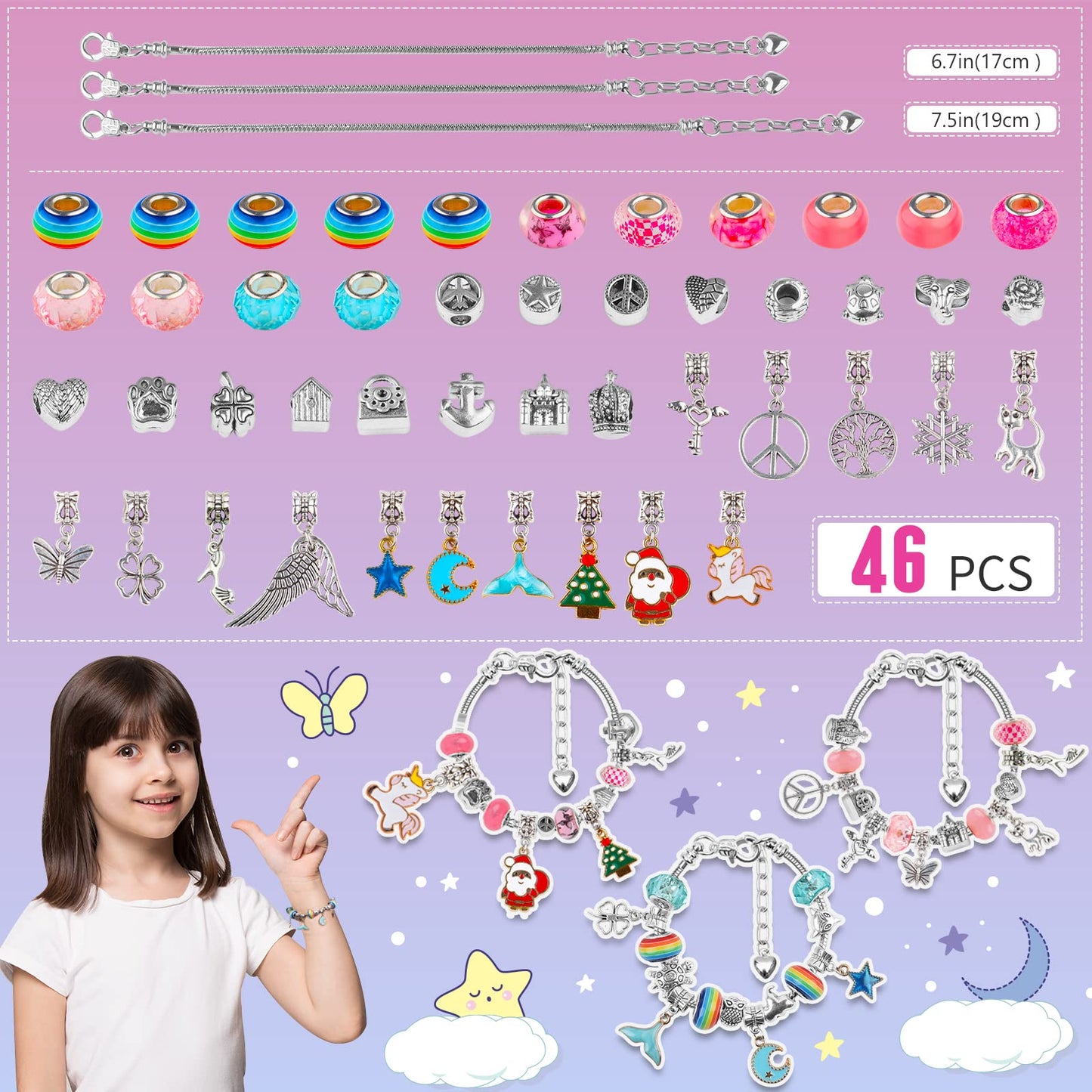 Unicorn Gifts for Girls - Arts Crafts Jewellery Bracelet Making Kit for Kids Age 7 8 9 10+ Year Old, Christmas Birthday Presents, Advent Calendar Stocking Fillers for Children