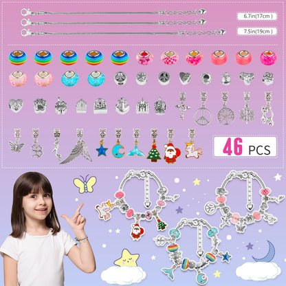 Unicorn Gifts for Girls - Arts Crafts Jewellery Bracelet Making Kit for Kids Age 7 8 9 10+ Year Old, Christmas Birthday Presents, Advent Calendar Stocking Fillers for Children