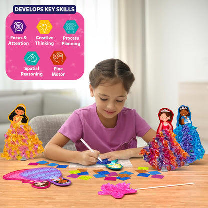 Skillmatics Poke-in Art - Magical Princesses, Mess-Free Fun for Kids, DIY Sewing Craft Kits, Creative Activity, Easter Gifts for Girls & Boys Ages 4, 5, 6, 7, 8, 9
