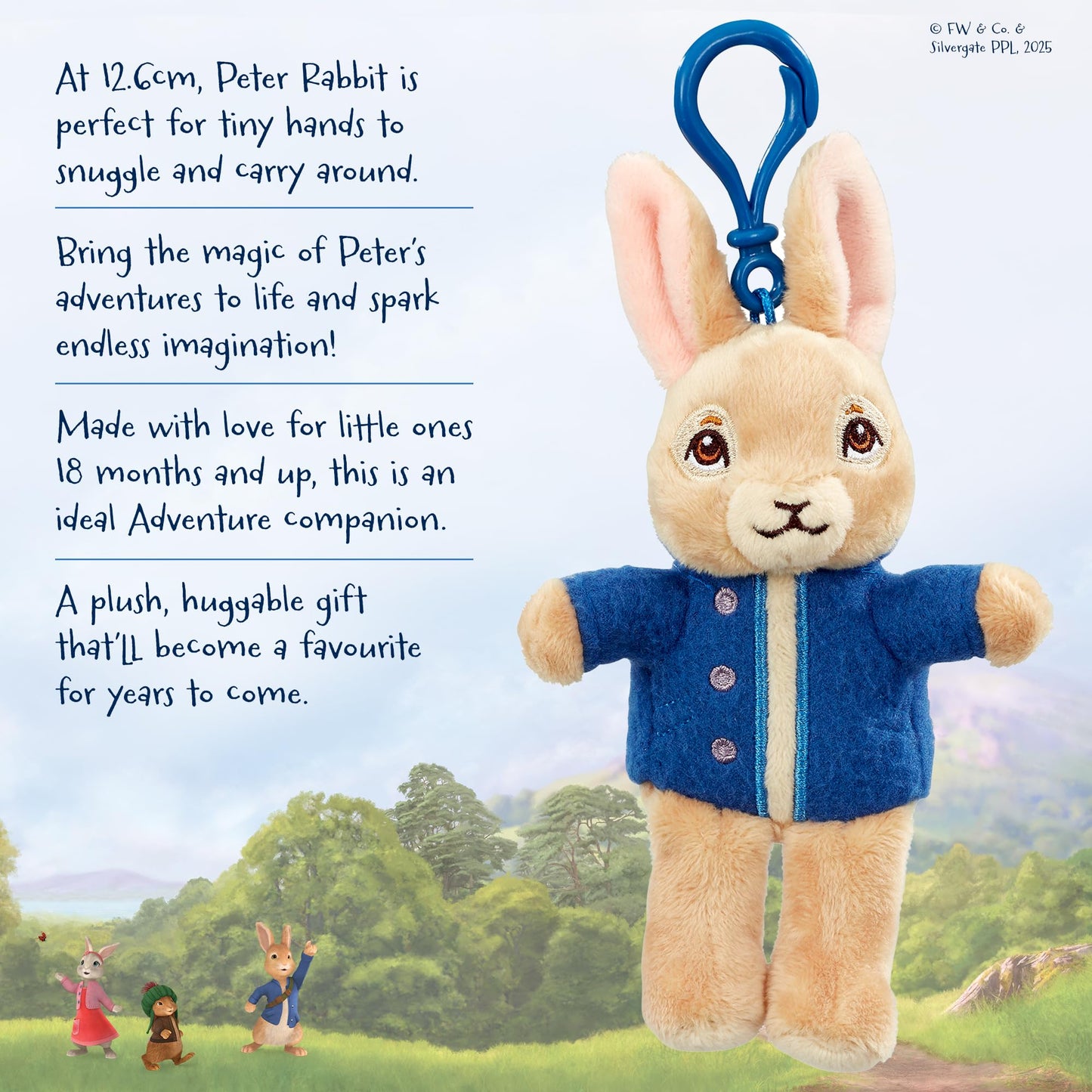 Rainbow Designs Peter Rabbit TV Clip On Soft Toy - 12.6cm Soft Plush Keychain for Bags & Backpacks - from Animated Series - Adventure-Ready Companion for Children's School Bags