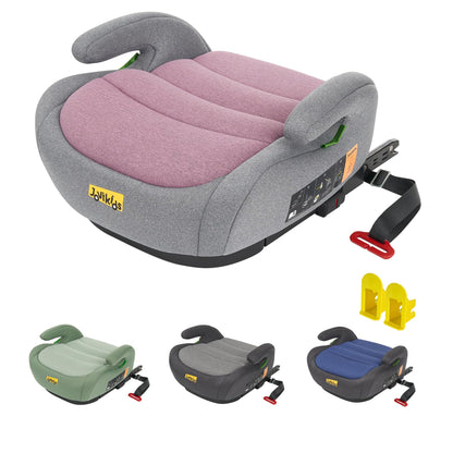 Jovikids I-Size Booster Seat for Car with ISOFIX, 125-150cm (Group 2/3, 6-12 Years), Portable Booster Seat for Kids, Comfortable, Compact, Convenient for Everyday Use, Great for Travel, ECE R129, Pink