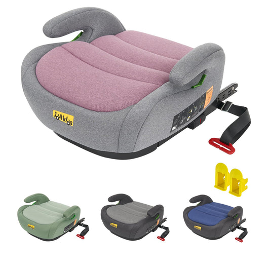 Jovikids I-Size Booster Seat for Car with ISOFIX, 125-150cm (Group 2/3, 6-12 Years), Portable Booster Seat for Kids, Comfortable, Compact, Convenient for Everyday Use, Great for Travel, ECE R129, Pink