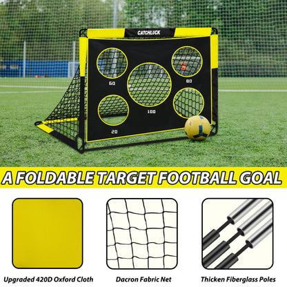 CATCHLUCK Football Goal Pop Up Football Net for Kids 4ft x 3ft, 5ft x 4ft, Outdoor Training Equipment with Target and Carry Bag