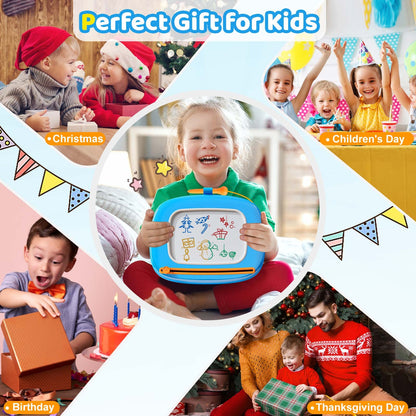 Kikidex Magnetic Drawing Board, Toddler Girl Toys for 1-2 Year Old, Doodle Board Pad Learning and Educational Toys for 1 2 3 Year Old Baby Kids Birthday Gift (Blue)