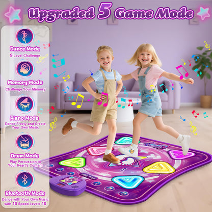 Handwell light-up dance mat for kids with wireless Bluetooth and 5 game modes, designed for musical dancing fun for boys and girls.