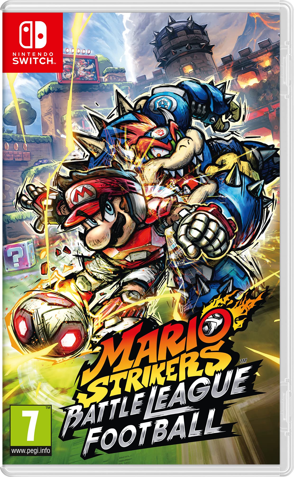 Nintendo Mario Strikers Battle League football game for Nintendo Switch, featuring colorful football gameplay and characters.