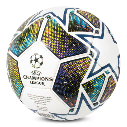 Hy-Pro UEFA Champions League Football, Size 5, Officially Licensed, Training, Match, Merchandise, Collectible For Kids and Adults, Great Football Gift Idea, White/Blue/Green